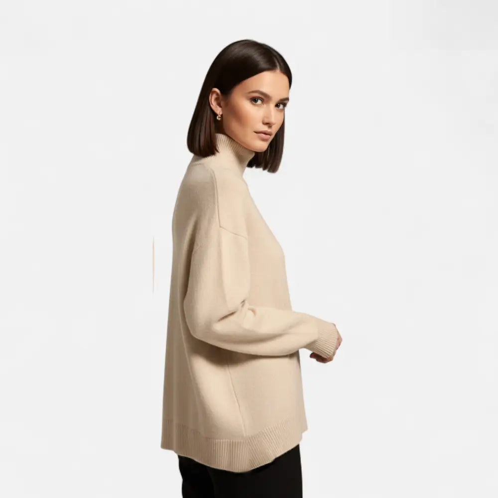 Elegant High Neck Cashmere Sweater for Women - Sweater Women