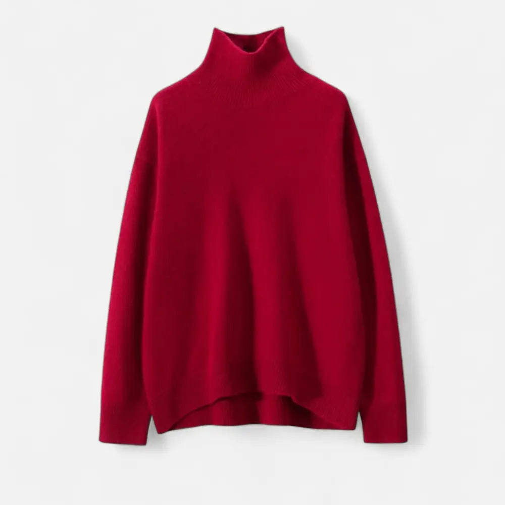 Elegant High Neck Cashmere Sweater for Women - Red / S - Sweater Women
