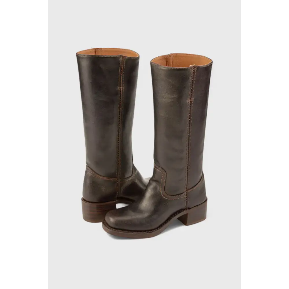 Knee-High Women’s Boots with Chunky Heel and Classic Round Toe - Dark Brown / 35 - Women Boots