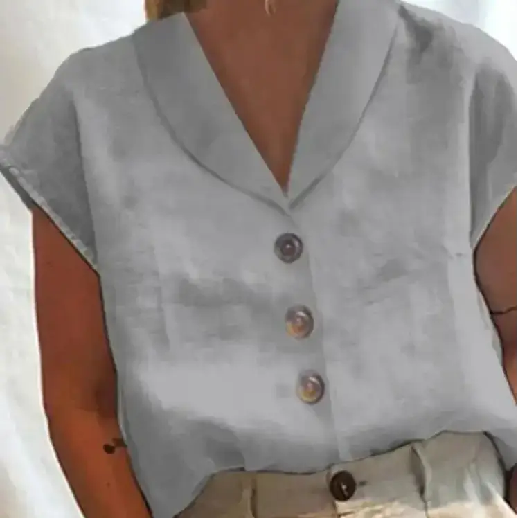 Women’s Elegant V-Neck Button Blouse Lightweight - Women’s Elegant V-Neck Button Blouse Lightweight