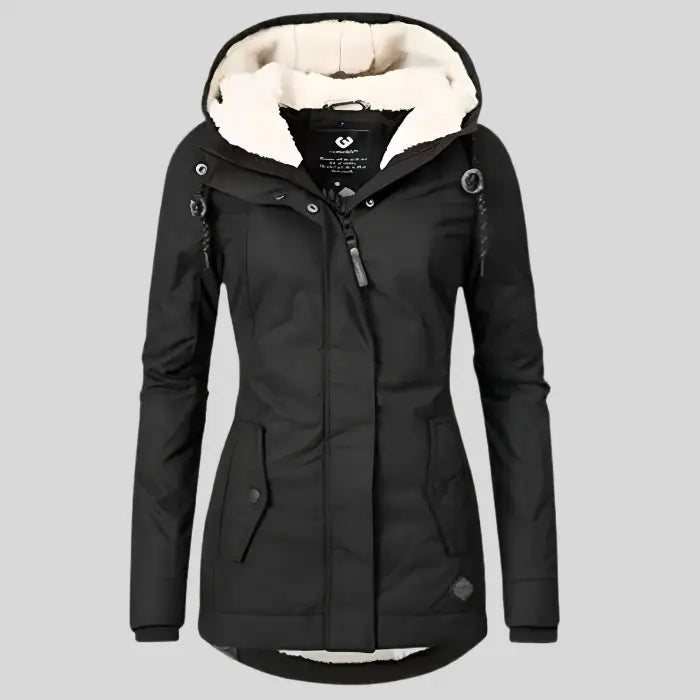 Women’s Waterproof Rain Jacket with Hood and Extended Back Hem - Black / S - Women Rain Jackets