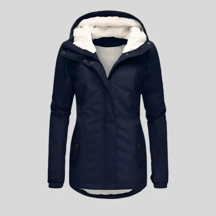 Women’s Waterproof Rain Jacket with Hood and Extended Back Hem - Navy Blue / S - Women Rain Jackets