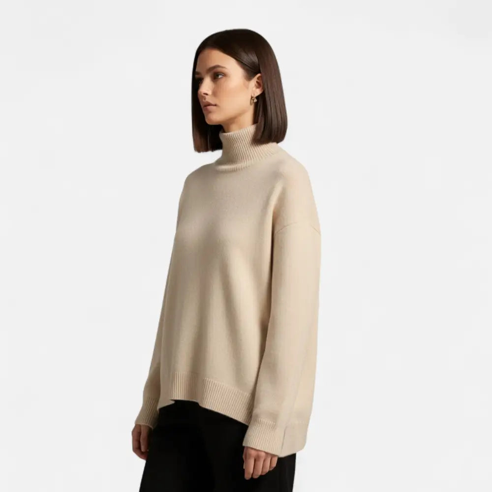 Elegant High Neck Cashmere Sweater for Women - Sweater Women