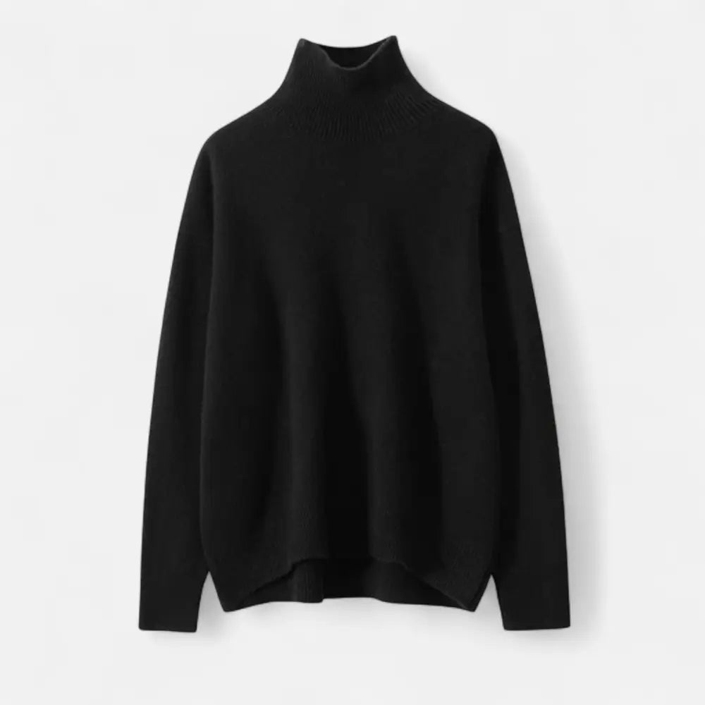 Elegant High Neck Cashmere Sweater for Women - Black / S - Sweater Women