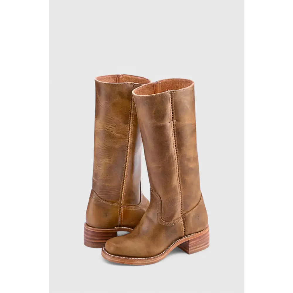Knee-High Women’s Boots with Chunky Heel and Classic Round Toe - Light Brown / 35 - Women Boots