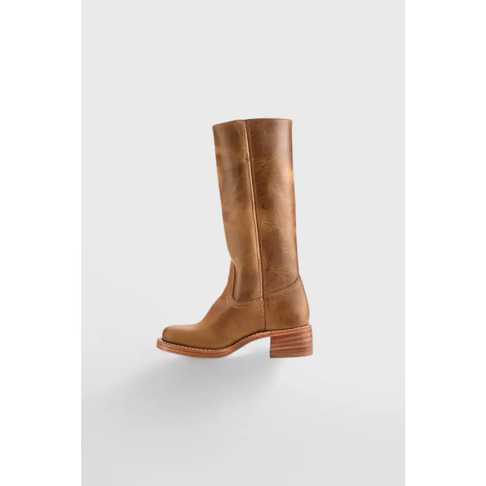 Knee-High Women’s Boots with Chunky Heel and Classic Round Toe - Women Boots