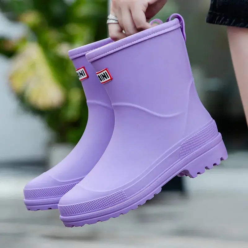 Waterproof Rain Ankle Boots for Women Knee-High with Non-Slip Sole - Purple / 36 - Women Boots