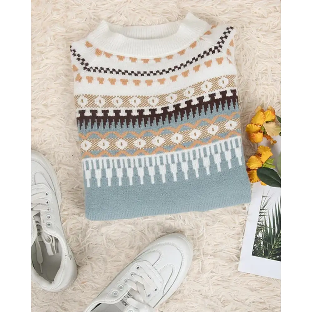 Women’s Acrylic Knit Sweatshirt - Suéter de Punto Calidez Estilo Nórdico y Comodidad Premium para Mujer