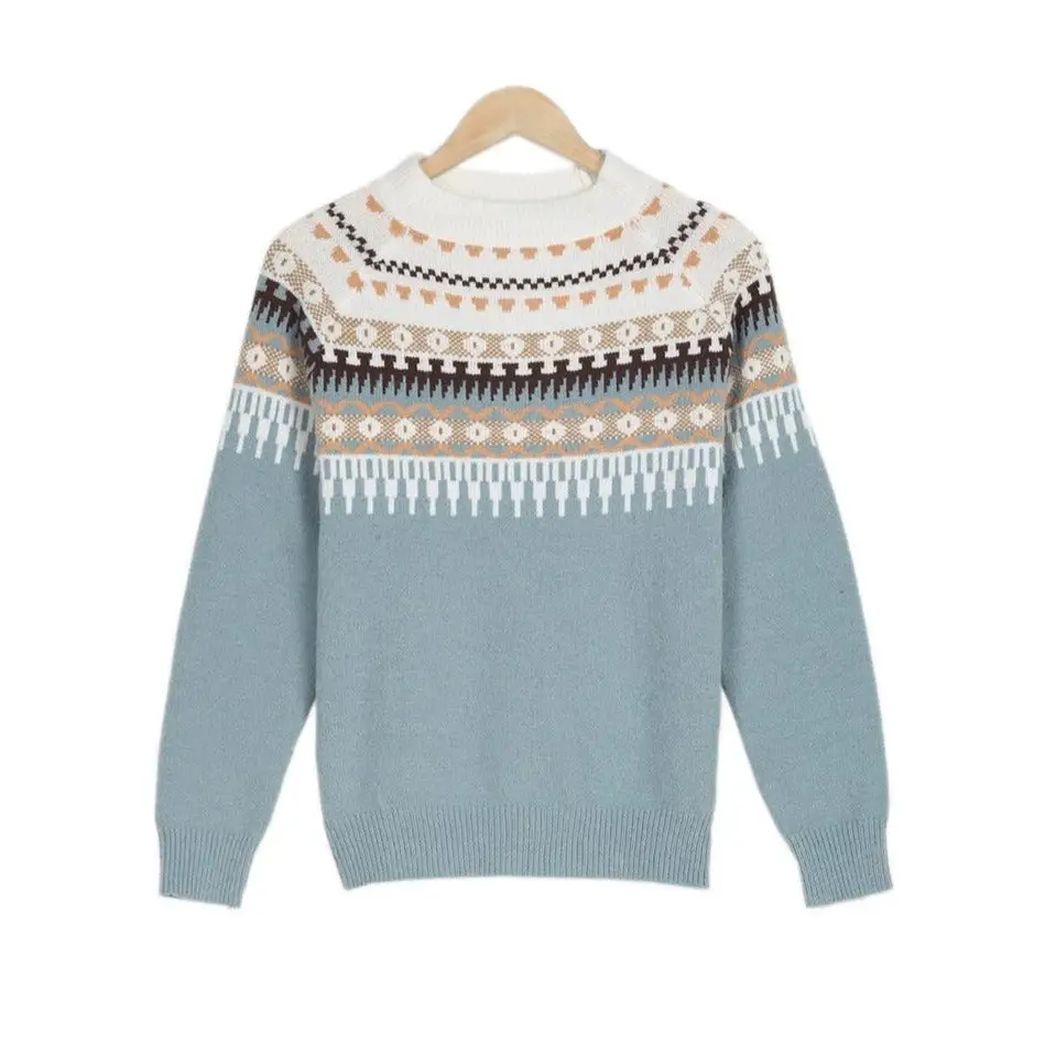 Women’s Acrylic Knit Sweatshirt - Suéter de Punto Calidez Estilo Nórdico y Comodidad Premium para Mujer