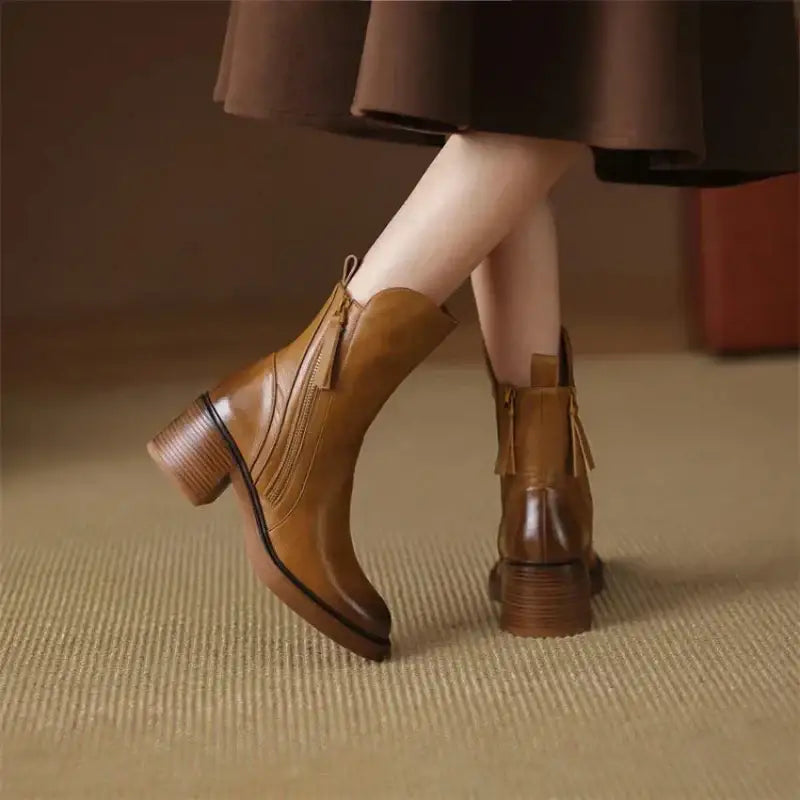 Women’s ankle boots with side zip and block heel - Women Boots