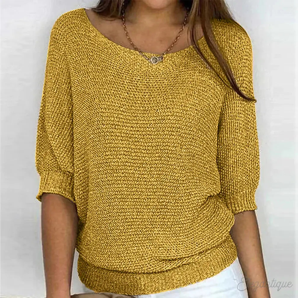 Women’s Knit Sweatshirt - Yellow / S - Sudadera Mujer